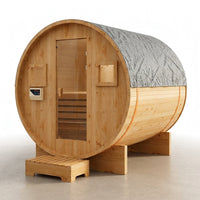 Outdoor Traditional Sauna, 4-6 Person Wooden Sauna, Steam Wet Wood Sauna with 220V with 6KW Heater, Sauna Stone, Thermometer — Studio Shot