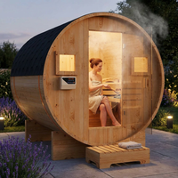 Outdoor Traditional Sauna, 4-6 Person Wooden Sauna, Steam Wet Wood Sauna with 220V with 6KW Heater, Sauna Stone, Thermometer — Lifestyle