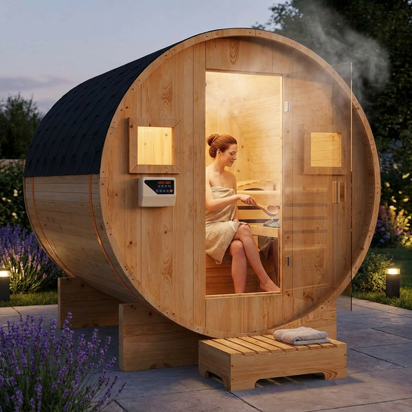 Outdoor Traditional Sauna Built for Wellness, 4-6 Person Capacity, 6KW Heater, Solid Wood Construction