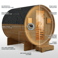 Outdoor Traditional Sauna, 4-6 Person Wooden Sauna, Steam Wet Wood Sauna with 220V with 6KW Heater, Sauna Stone, Thermometer — How It Works