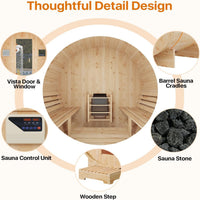 Outdoor Traditional Sauna Built for Wellness, 4-6 Person Capacity, 6KW Heater, Solid Wood Construction
